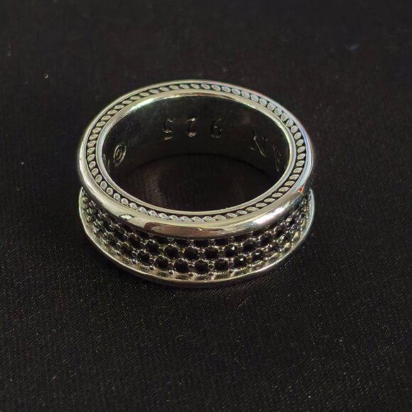 David Yurman Triple Row Black Diamond Ring - Picture 2 of 6